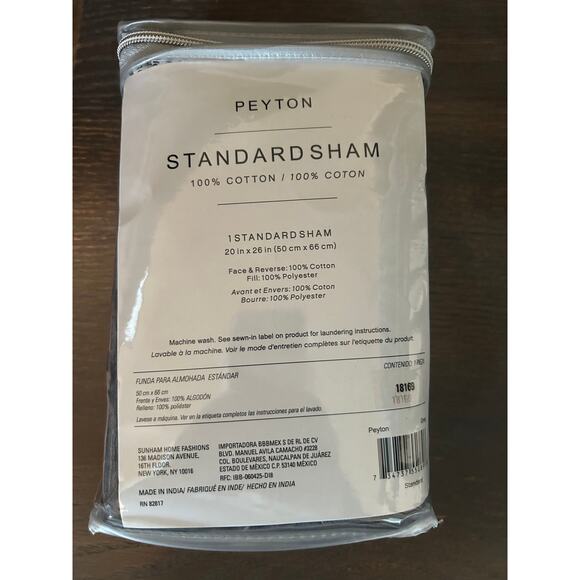 NIP Peyton Gray Standard Pillow Sham Velvety Feel Soft One Standard Sham - Picture 2 of 3